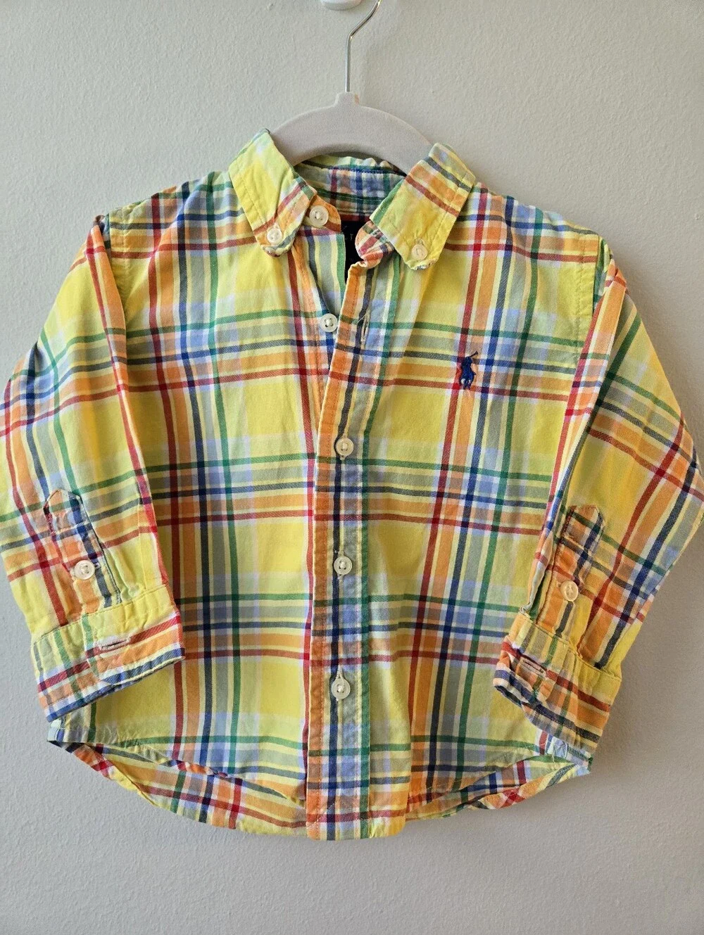 Ralph Lauren Yellow Plaid Button-Down Shirt for Kids